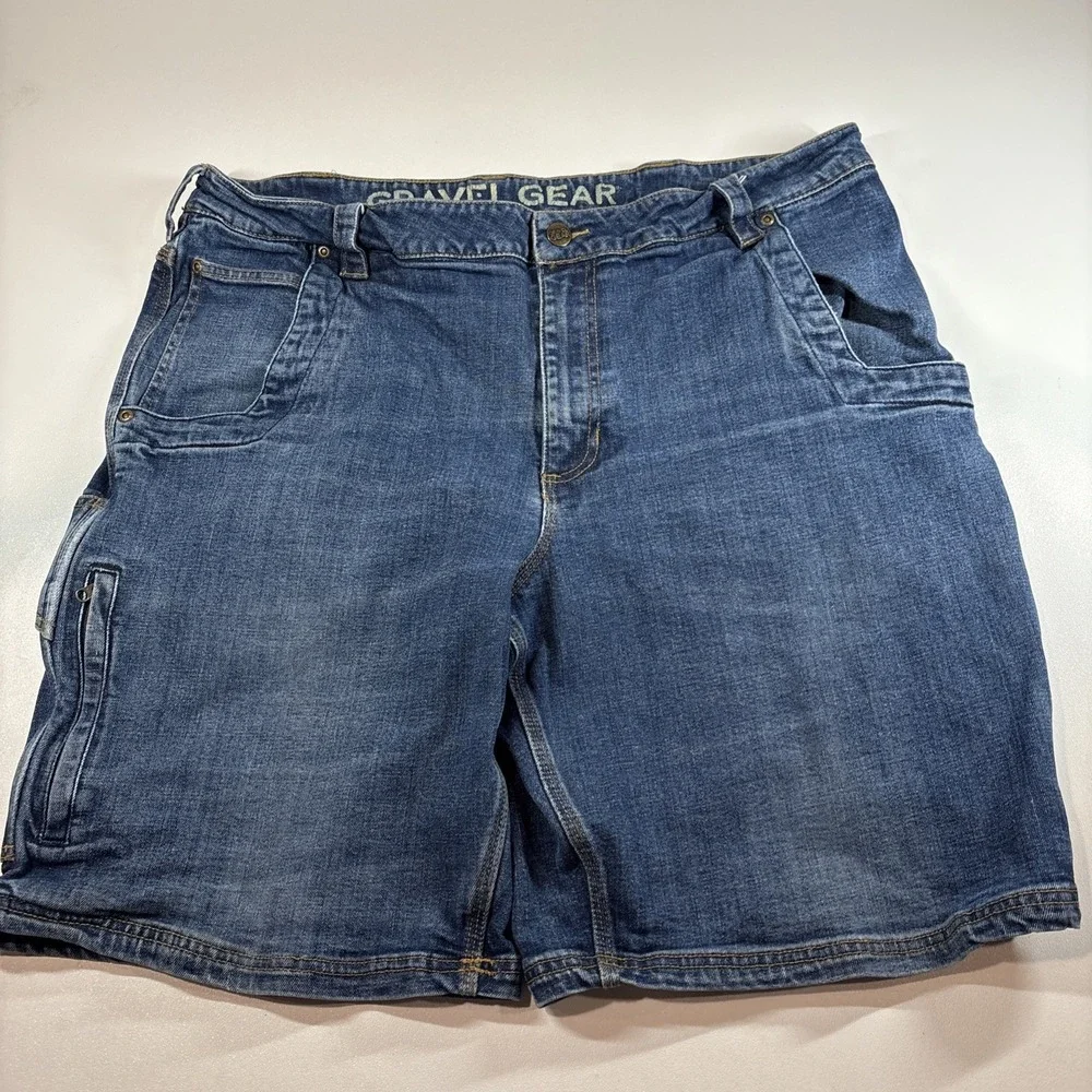 Gravel Gear Denim Carpenter‎ Shorts Relaxed Fit Utility Pockets Blue 38W Jorts